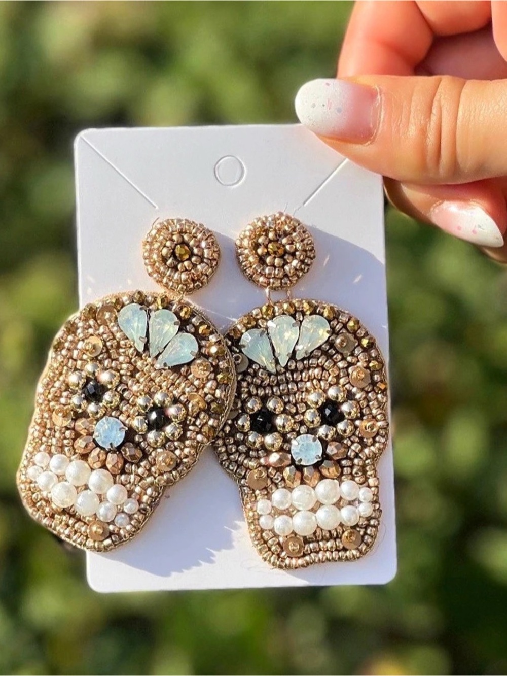 Beaded Sugar Skull Earrings: Handmade Halloween Jewelry